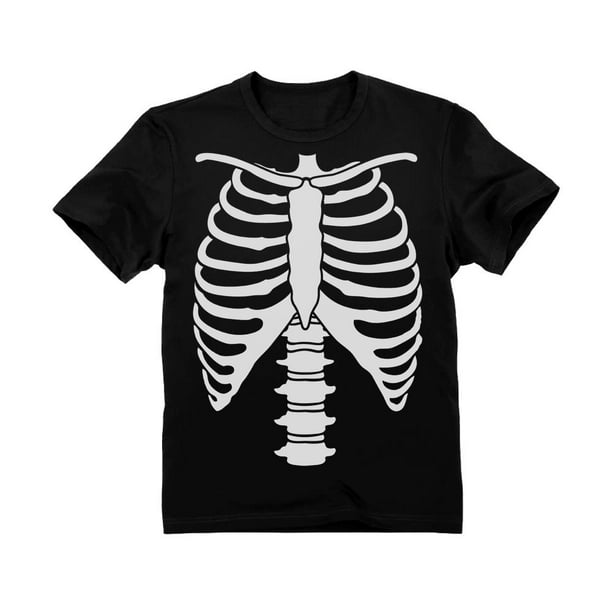 Jumbo Print Novelty Halloween Costume Unisex T-Shirt-Adult Skeleton Rib Cage 